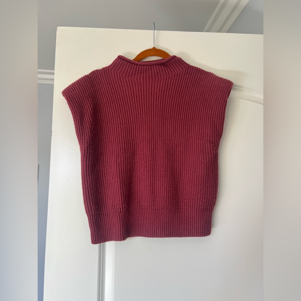 Twine and String Sleeveless Knit Sweater – Berry Red, Acrylic